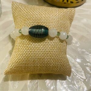 Quartz & Lamp Work Focal Artisan Bracelet